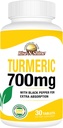 Rise-N-Shine 700 mg gurkmeja Curcumin med svartpeppar - Herbal Supplements for Skin and Joint Support - 30-Day Supply