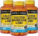 Mason Natural Calciu Magneziu & Zinc, 300,Day Supports Normal Bone Health & Imunity System Booster, 3 Pack