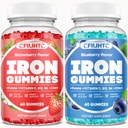 2 Pack Iron Gummies for Adults & Kids Iron Supplement Strawberry Blueberry Flavor
