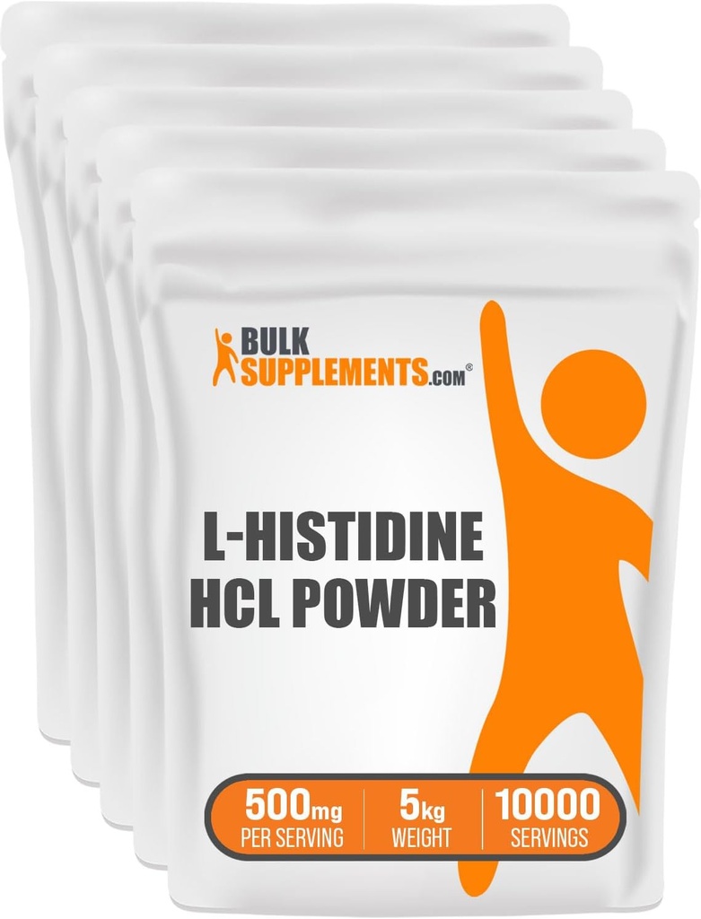 BulkSupplements.com L-Histidine HCl Pulber - L-Histidine Supplement, Histidine 500mg - Essential Amino Acid, Gluteenivaba, 500mg per Serving, 5kg (11 naela) (pakk 5)