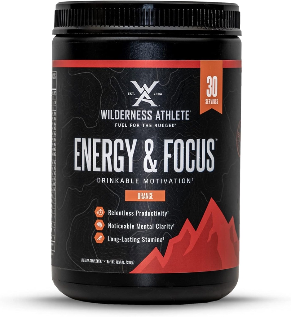Looduses sportlane - energia ja fookus | Energia Pre Treening naistele ja meestele - Energiapulber Joogi Segu loodusliku kofeiiniga - Low-Carb, Zero Sugar, No Crash Treout Pulber - 30 Serving Tub (Orange)