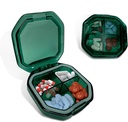 Organizador de píldoras de viaje - Durable, Watertight Pill Case Travel Size con 4 Compartments - Compact Pill Travel Case for Vitamins, Supplements, Medicine - Travel Pill Container for Purse (Green)
