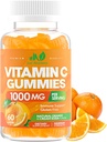 Vitamin C Gummis 1000mg für Erwachsene & Kinder – Kaubares Multivitamin mit Zink für Immunsystem & Collagen Unterstützung für Haut – Orange Flavor – Glutenfrei, Non-GMO, Vegetarisch – 60 Gummi