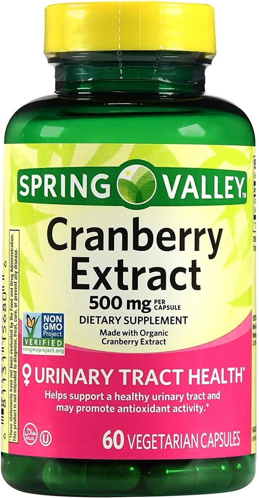 Spring Valley Cranberry Extract, 60 kondesa, 500 mg kapsula bakoitzeko