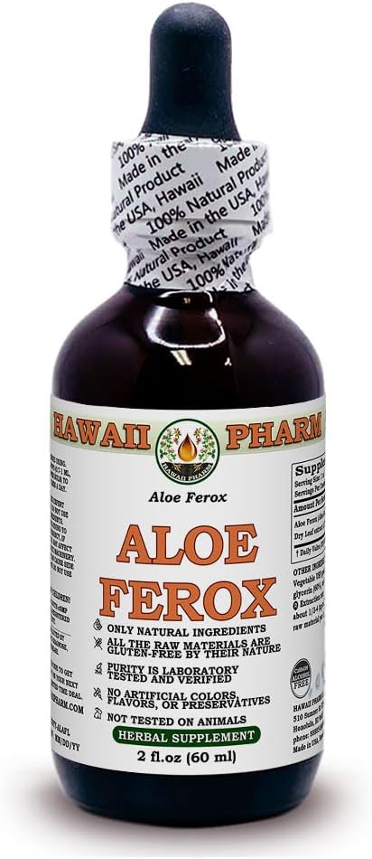 Aloe Alcohol-Free Liquid Extract, Aloe (Aloe Ferox) Dried Leaf Glycerite Herbal supplement 2 oz