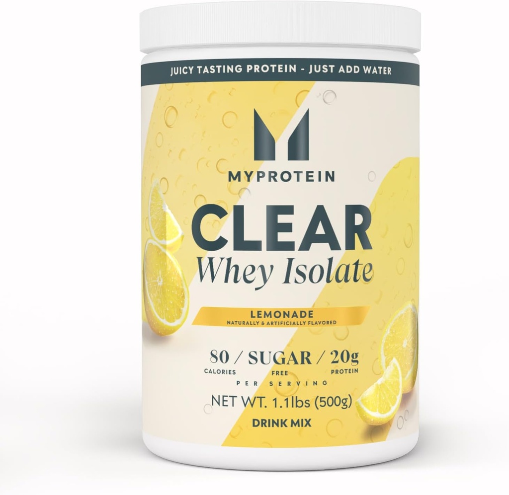 Myprotein Clear Swhey Isolát Protein Powder, 1,1 Lb (20 podáva) Lemonade, 20g Protein per Serving, Prirodzene ochutený nápoj Mix, Daily Protein Intake for Superior Performance