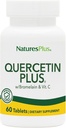 NaturesPlus Quercetin Plus med vitamin C & Bromelain - 650 mg, 60 vegetariska tabletter - Glutenfri - 30 portioner