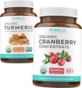 Gurkmeja & Cranberry Concentrate (4-månaders leverans) Cranberry Curcumin Bundle of Organic Turmeric Curcumin med Black Pepper & Ginger (120 Caps) & Organic Cranberry Concentrate 50:1 Extract (120 Caps)
