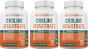 3 Bottles Choline Bitartrate 900mg Per Serving 270 Total Capsules KRK Supplements