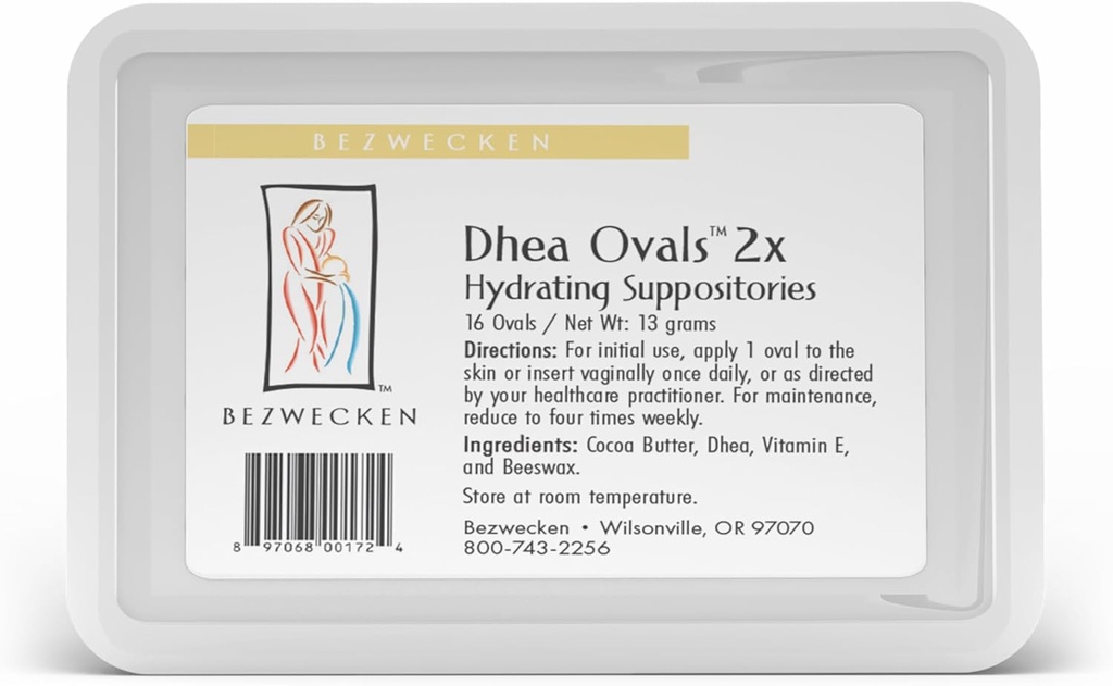 Bezwecken - DHEA Ovals 2X - 16 Oval Suppositories - Estrogen və Progesterone pulsuz - Same Trusted Formula - Menopausal Qadınlarda Alleviate Vaginal Dryness üçün Professional Formulated