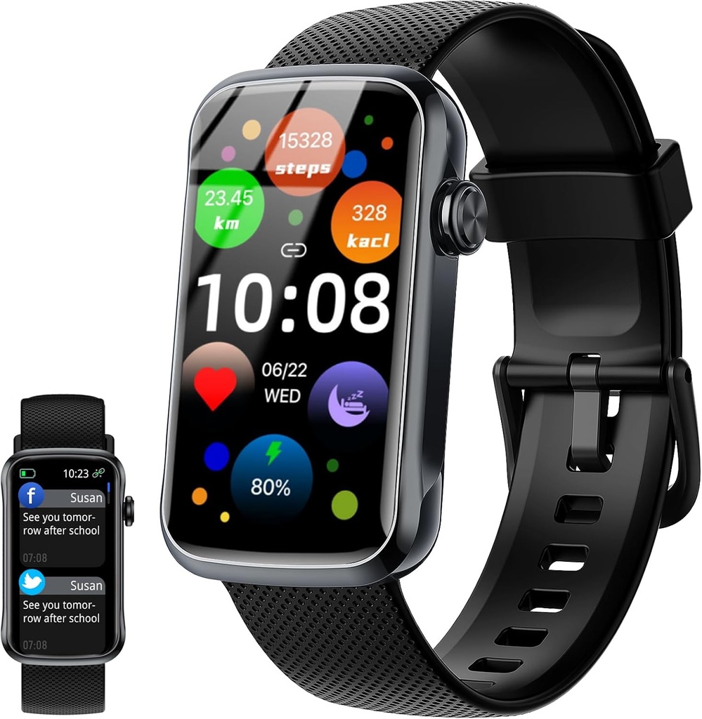 Smart Watch, 1.47" HD Smartwatch för män kvinnor med 24 sportlägen, IP68 Waterproof Fitness Tracker med 24/7 Hjärtfrekvens / sömn / SpO2 Monitor, Step Tracker, Pedometer, Aktivitetsspårare för Android iOS
