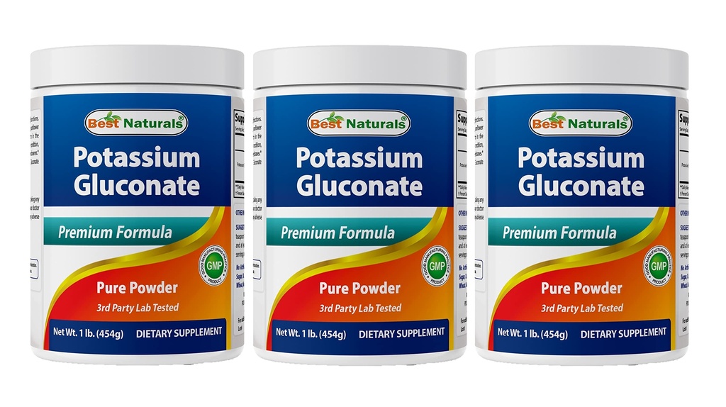 Best Naturals Potassium Gluconate 1lb Powder (1 LB (Pack of 3))