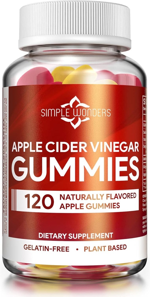 Apple Cider Vinegar Gummies with The Mother - ACV Gummies for Detox, Cleansing & Immune Support - Made with Black Carrot & Ginger Kuru Extract - Pectin Based, Non-GMO, Gluten-Free (120 Gummies)