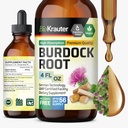 BIO KRAUTER Burdock Root Tincture - Antioxidant Support Liquid Supplement - Burdock Root Extract - אלכוהול וסוכר חינם - טיפות 4 Fl.Oz.