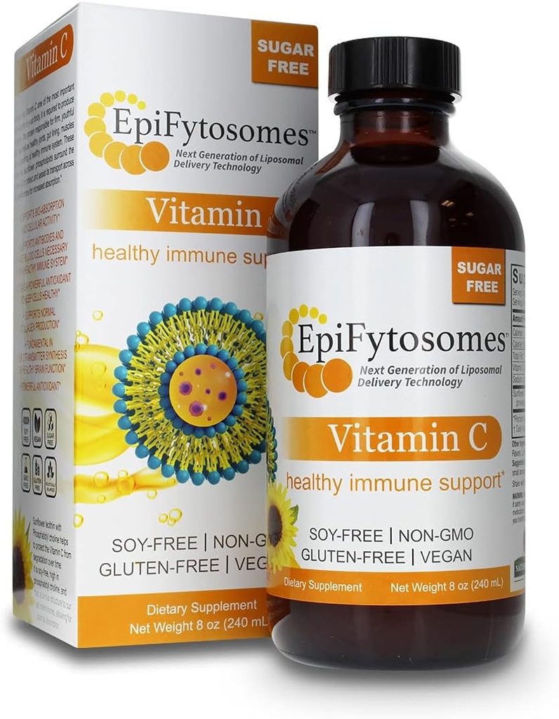 Liposomal Vitamin C Nature's cavab EpiFytosomes Vitamin C 1000 mq - Vegan Dietary Supplement - Soy Gluten Pulsuz GMO - Sağlam Immune Support üçün ideal - 6 mL (40 Şüşə üçün xidmət)