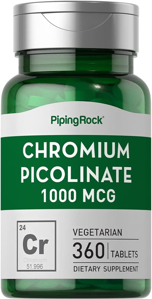 Piping Rock Chromium Picolinate 1000mcg 124; 360 Tablet Pil 126; Vegetarian, Non-GMO, Gluten Free Supplemen