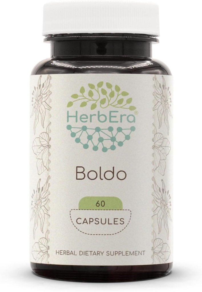 HerbEra Boldo 60 kapsulas, 500 mg, Boldo (Peumus boldus) Kaltētas lapas (60 kapsulas)