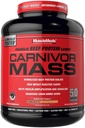MuscleMeds CARNIVOR Mass Gainer Beef Protein Isolaat Shake, 50 Gram Proteïne, 125 Gram Carbs, 0 Vet, 0 Suiker, Lactosevrij, Halal Gecertificeerd, Chocolade Pindakaas, 6 Pond