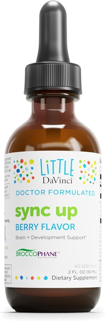 Little DaVinci Sync Up - Support Brain Health, Immunrendszer és Idegrendszeri funkció Szulforaphane - Berry Flavor - 2 Fl Oz (60 szervizek)