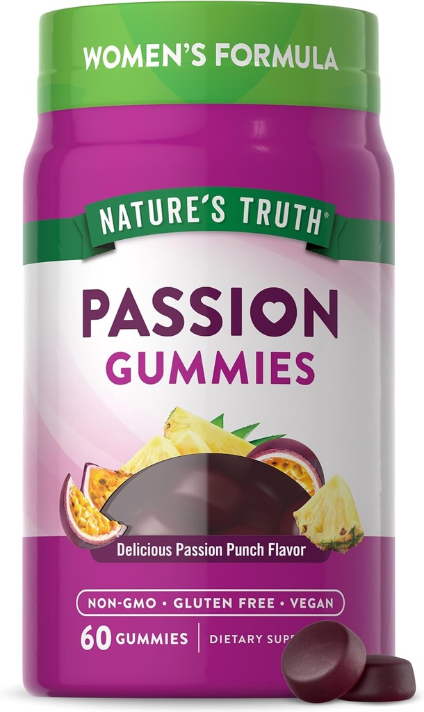 Verità della natura Passione Gummies | Capra cornea Weed with Maca for Women | 60 Count | Passion Punch Flavor | Vegan, Non-GMO & Gluten Free