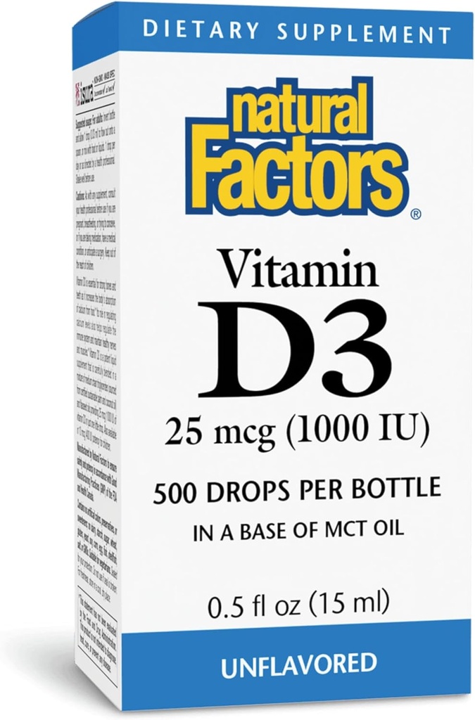 Natürliche Faktoren Vitamin D3 1000iu Liquid 0.5 OZ (Multi-Pack)