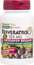 Natures Plus Bylinné přípravky Resveratrol, Extended Release - 125 mg, 60 Vegetariánských tablet - Bezlepkové - 30 Služeb