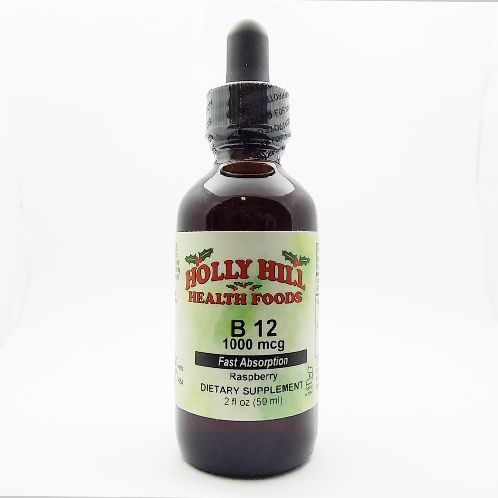 Holly Hill Health Foods, assorbimento rapido B-12 1000 MCG, lampone, 2 once