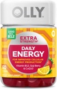 OLLY Extra Power Daily Energy Gummy,咖啡因免费,1000mcg 维生素B12,CoQ10,Goji Berry,成人厨师补充,Berry Yuzu Flavor - 60 Counter