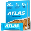 Atlas Protein Bar - 20g proteina garbia, 1g azukre naturala, oliorik gabe, Glutenik gabe, ezti artifizialik gabe - Vanilla Almond 24 kondea