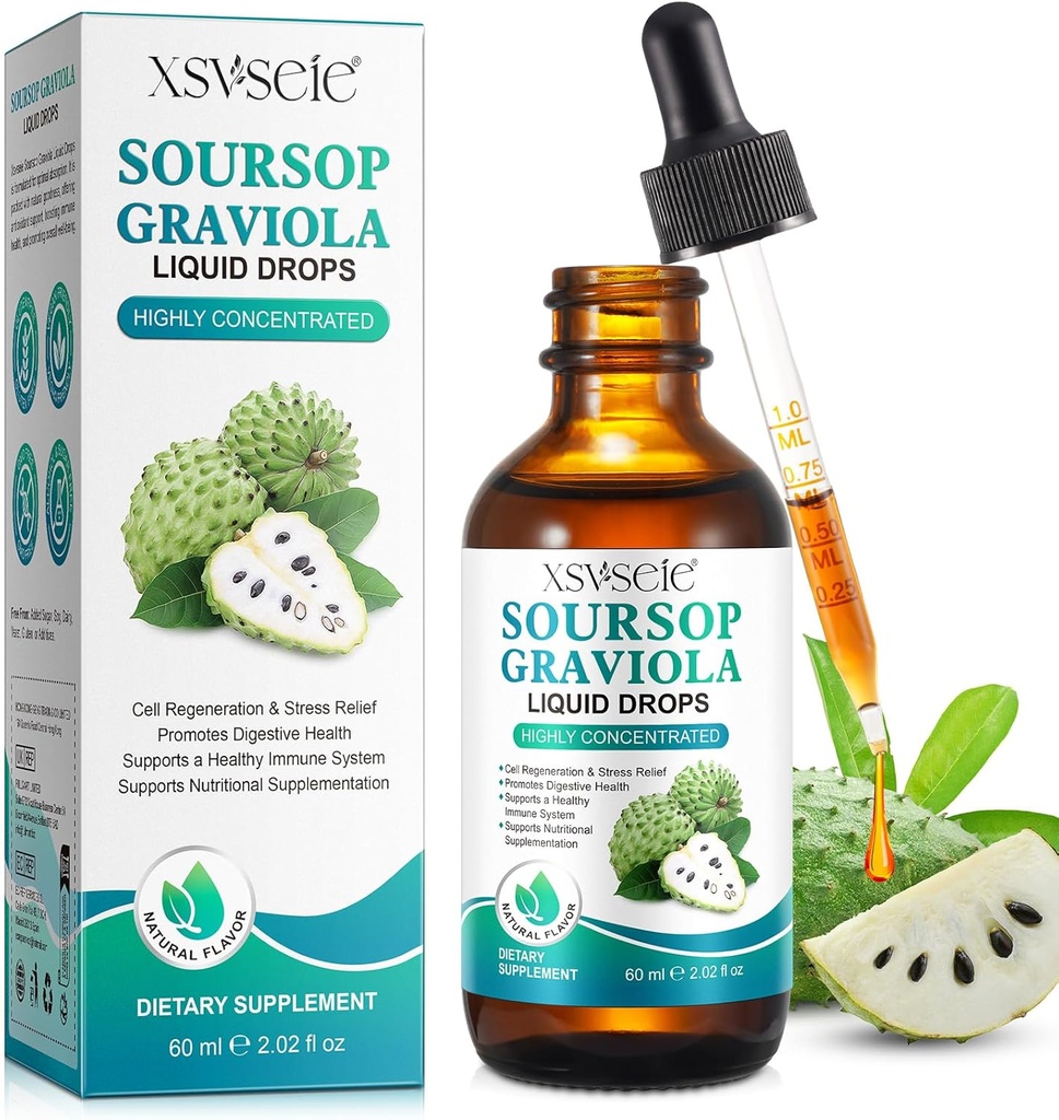 Soursop Bitters Liquid, Soursop Graviola Liquid Drops Natural Multivitamin Soursop Leaf Extract Drops Soursop Oil for Men & Women