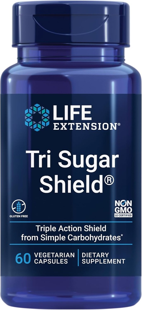 Livslengde Tri Sugar Shield®, Sorghum bran, Hvit Mulberry, floridzin Apple polyfenol, tre botaniske ekstrakter fremmer sunn glucosemetabolisme, Glutenfri, ikke-GMO, vegetarisk, 60 kapsler