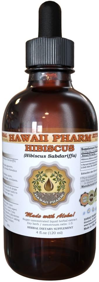 Hawaii Pharm Нibiscus Liquid Extract, Organic Нibiscus Flowers (Iibiscus Sabdariffa) Tincture supplement 4 oz