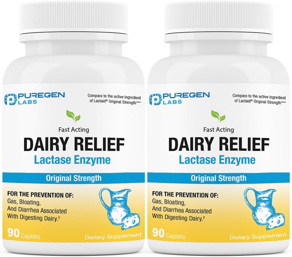 Puregen Labs Dairy Relief Natural Fast action Lactase Enzyme 3000 FCC, Laktoza Intolerance tablete 