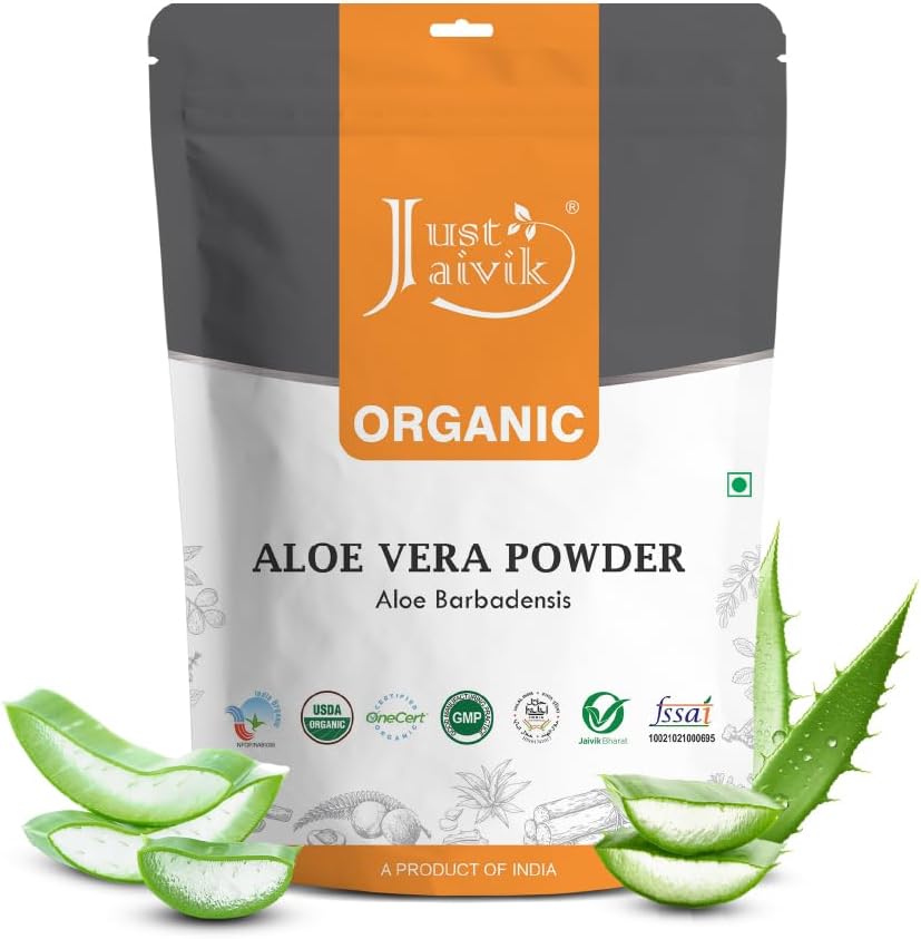 Chỉ có Jaivik 100% sinh học Aloe Vera Powder - 227g / 0,5 LBDDA Certaified (Aloe Barbadensis)