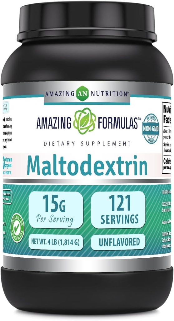 Fórmulas surpreendentes Maltodextrina 15 Grams por serviço , 121 Servings , 4 Lb Suplemento em pó , Made in USA