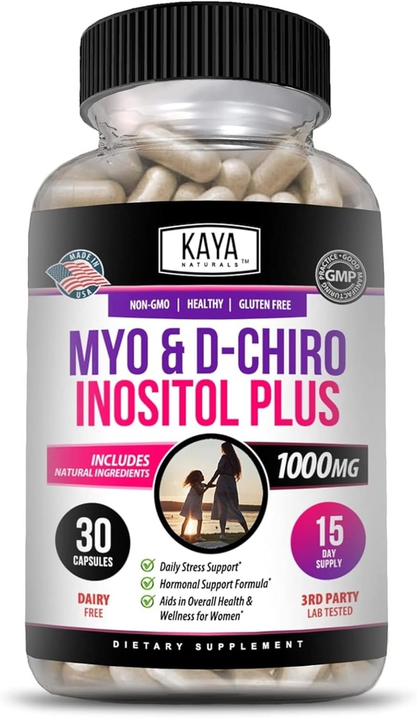 Kaya Naturals Myo & D-Chiro Inositol Plus 여성 지원, 비타민 B8-30 캡슐