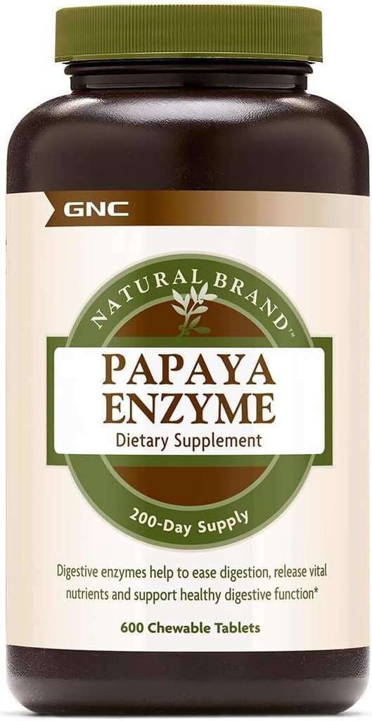 GNC Natural Brand Papaya Enzyme, Support Healthy Digetical Fungsi, 600 Tablet