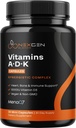 Hohe Absorption ADK Vitamin Supplement - Vegan Vitamin D3 K2 MK7 & A für Calcium Regulation Plus Knochenherz Schilddrüse & Immununterstützung - Vitamin ADK mit 5000IU D3 Nicht GMO & Gluten frei (1 Monate)