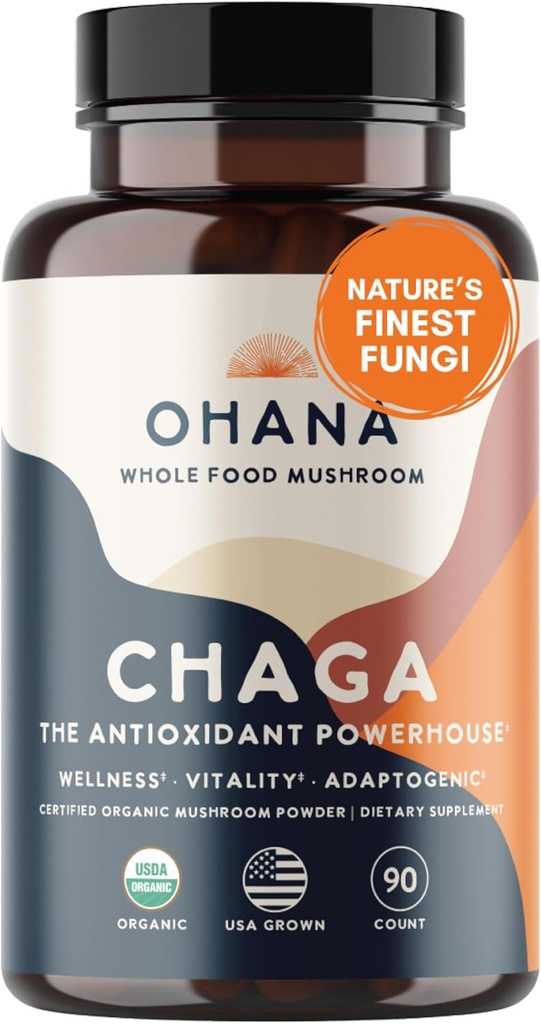 Aloha Medicinals Chaga, Antioxidant Mushroom Supplement, helpt evenwicht Metabole Systems en Immuun Ondersteuning, Verpakking van 1, 90 Capsules Elk