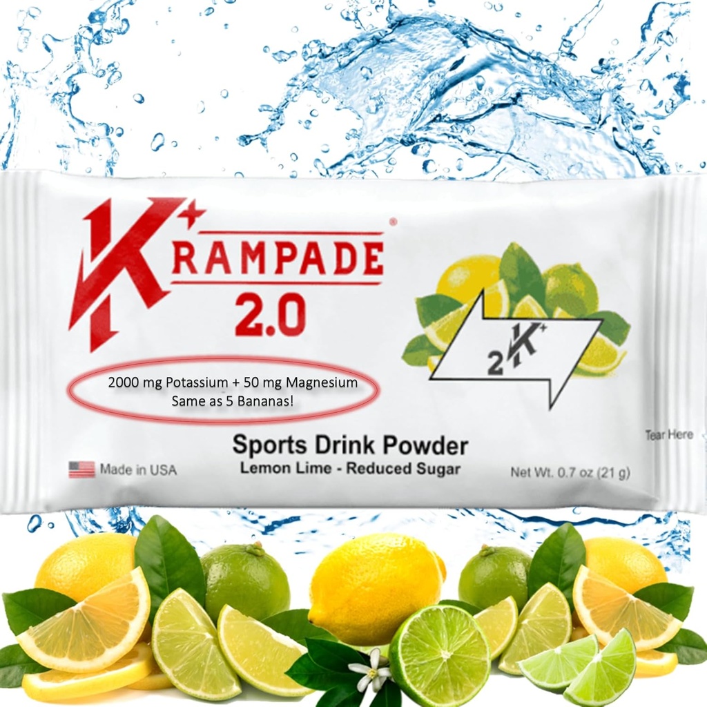 Krampade Potassani Magnesi suplementari Electrolytes Powder - 50 mg Mag + 2000 mg K, > 2X més que el cocos Water Crampliefly Rydration packages