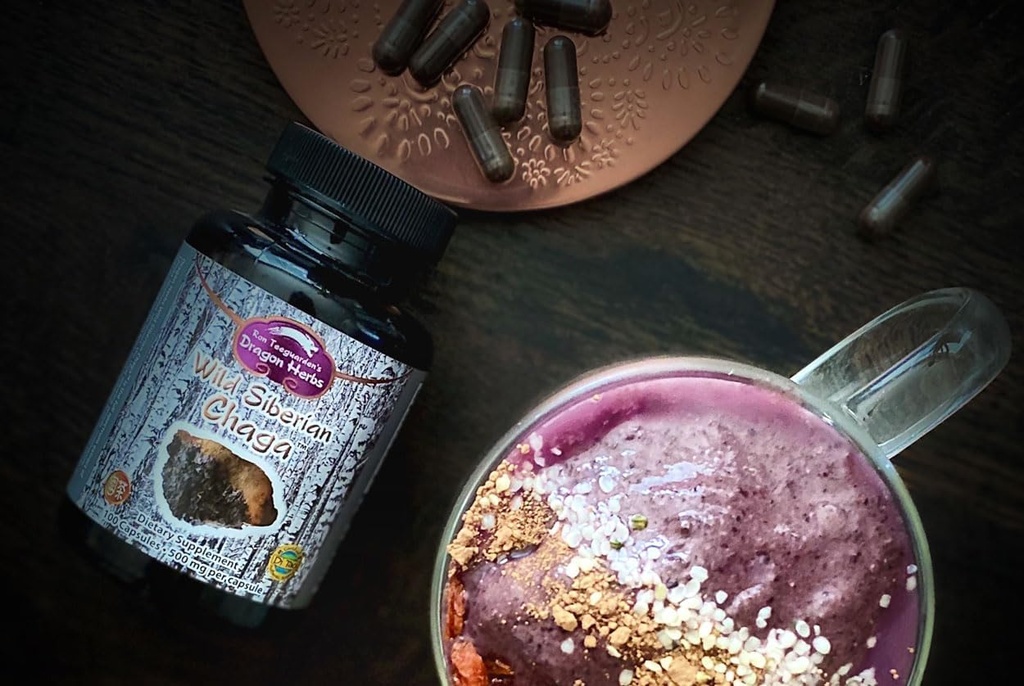 Dragon Garšaugi - Savvaļas Sibīrijas Čagas kapsulas - 100 kapsulas, 450 mg Katra