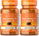 Puritan's Pride Zeaxanthin 4mg with Lutigold™ Lutein 10mg Carotenoids, Dietary Supplement for Healthy Eyes and Vision, 60 Easy-to-Swallow Rapid Release Softgels (Pack of 2)