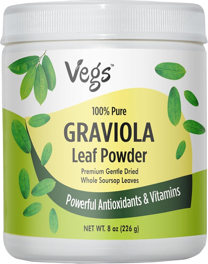 Graviola Soursop Leaf Powder - Single Origin, True Green, Organic Graviola Lists Powder - Jemne Sušené a s vysokým obsahom potencie Soursop s výkonnými antioxidantmi, Vitamíny 