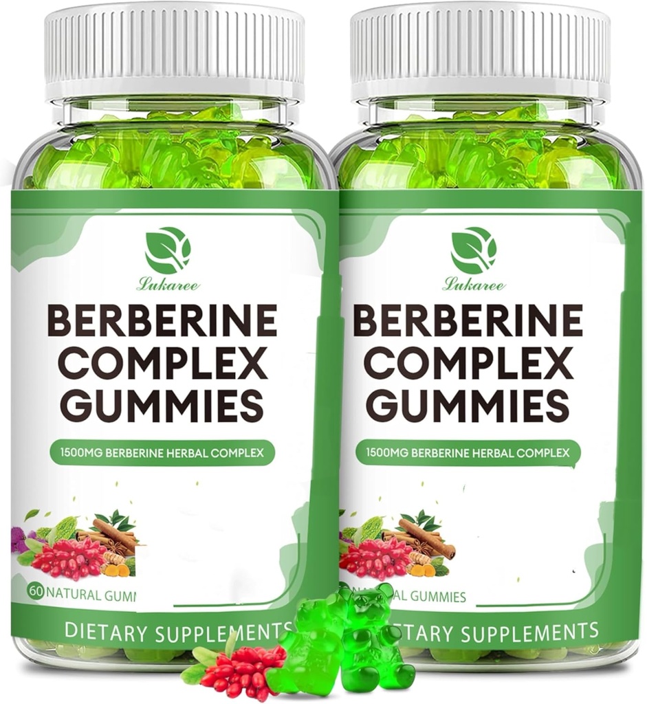 Gummies Kompleks Berberine dengan Cinnamon Ceylon, Turmeric, Milk Thistle Melon untuk Kesehatan Ammune - 120 Counts