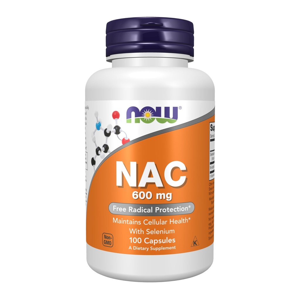 NOW Foods NAC (N-Acetyl Cysteine) 600 mg with Selenium, 100 Capsules (2Pack)