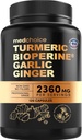 4-em-1 Suplementos de Alho e Açafrão com BioPerine – 2360mg Cápsulas de Ginger Açafrão com Alho – mistura de ervas de alta potência (120 ct)