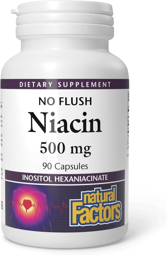 Natūralūs faktoriai Nr. Flush Niacinas 500 mg, 90 tablečių