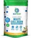 BioTrust Aldersløse Multi Collage Peptides pulver - 5 Typer (I, II, III, V, X) - Vanilla Collage Powder for kvinner og menn - Hydrolysert protein - Gras Fed Beef, Fisk, Kylling, Eggshell Membrane