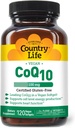 Country Life Simply CoQ10, stöder hjärtfunktion, 100mg, 120 Softgels, certifierad glutenfri, certifierad vegan.