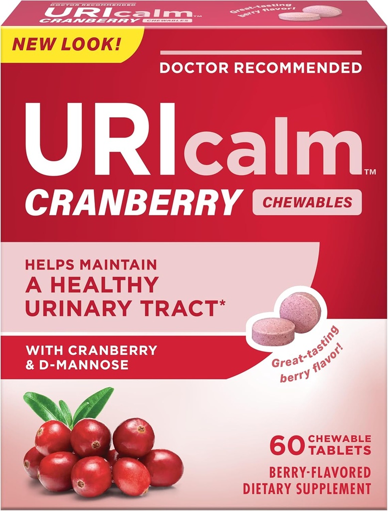 Cranberry Uricalm, suplemento dietético diario que se pode usar con D-Mannose, Berry, 60 Conde